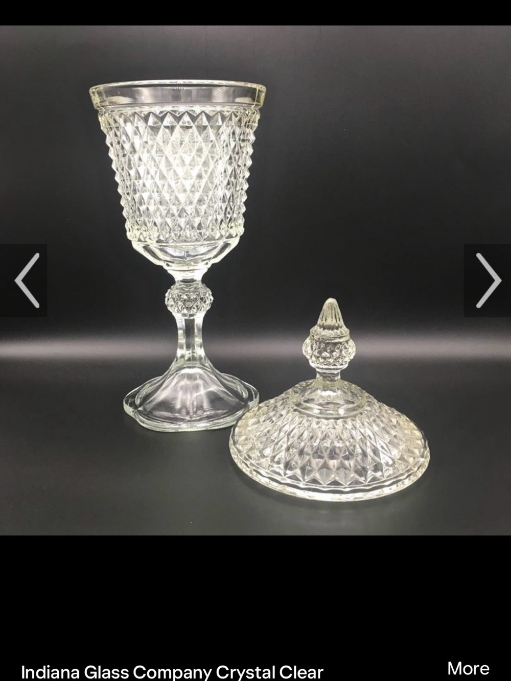 Indiana Glass 16” tall covered candy dish